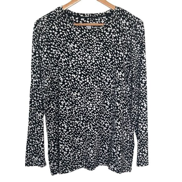 Chico’s black with white dots layering long sleeve top size large top - Picture 3 of 8